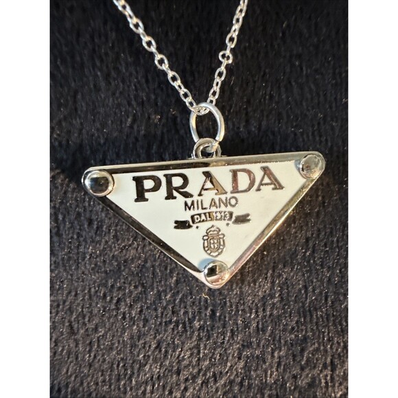 Unbranded Silver & Light Blue Triangle “P” Charm On .925 Unbranded 18” Necklace - Picture 2 of 5